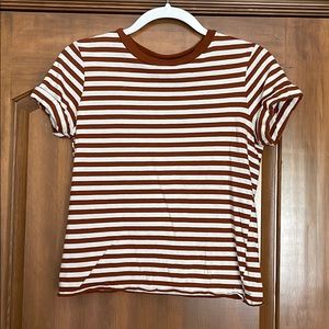 Orange and white stripped tee